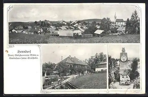 AK Henndorf am Wallersee, Franz Stelzhamers Wohn- u. Sterbehaus sowie Grabstelle, Totale