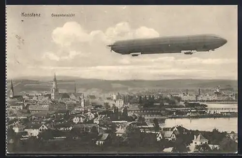 AK Konstanz, Zeppelin über dem Ort