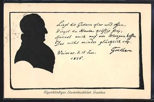 AK Scherenschnitt des älteren Goethe im Profil