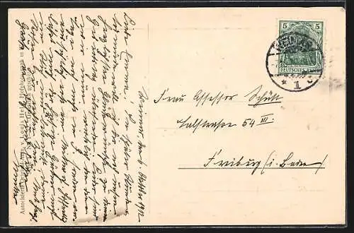 AK Scherenschnitt des älteren Goethe im Profil