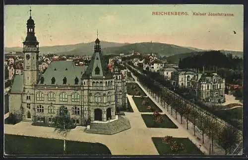AK Reichenberg / Liberec, Blick auf die Kaiser Josefstrasse