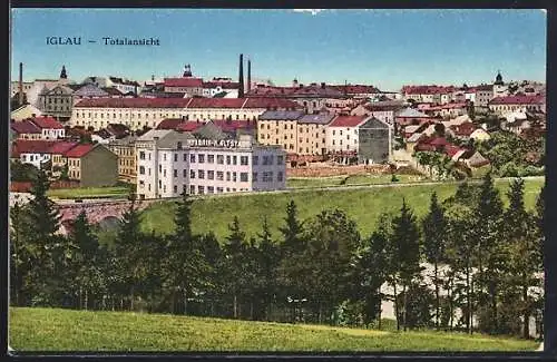 AK Iglau, Totalansicht mit Fabrik M. Altstadt