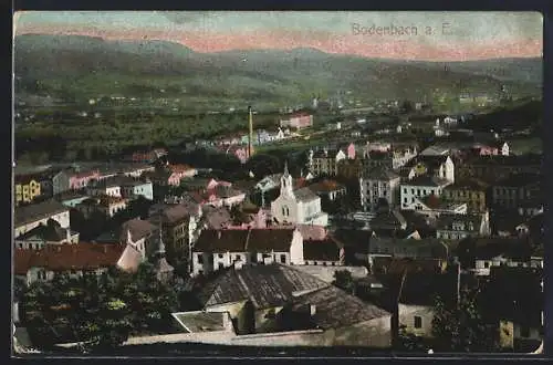 AK Tetschen-Bodenbach / Decin, Panoramablick aus der Vogelschau
