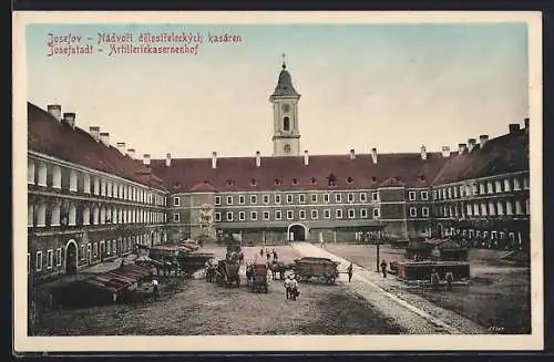 AK Josefstadt / Josefov / Jaromer, Artilleriekasernenhof, Nadvori delostreleckych kasaren