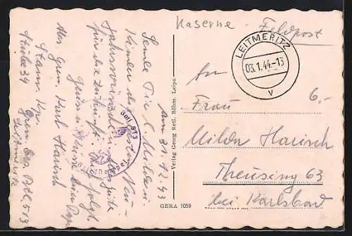 AK Leitmeritz / Litomerice, Kaserne des Infanterie-Regiments 52
