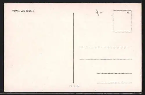 AK Prag, Graben mit Strassenbahn