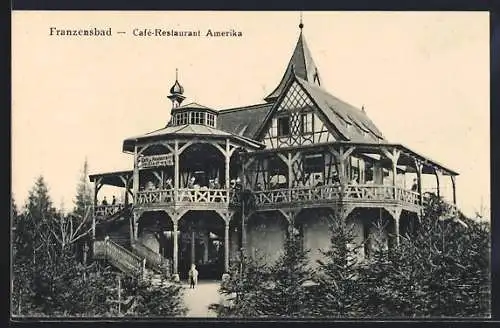 AK Franzensbad, Cafe-Restaurant Amerika