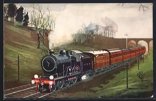 Künstler-AK englische Eisenbahn G.E.R. No. 1828