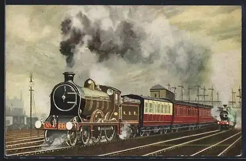 Künstler-AK Aberdeen, Englische Eisenbahn-Lokomotive N. 898 Sir Walter Scott der N. B. R.