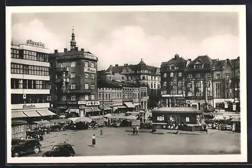 AK Mähr. Ostrau, Hauptplatz mit Geschäften