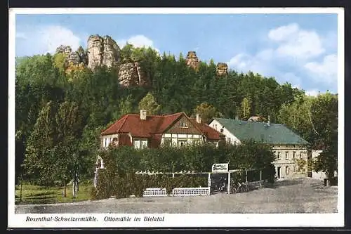 AK Rosenthal-Schweizermühle, Gasthaus Ottomühle im Bielatal