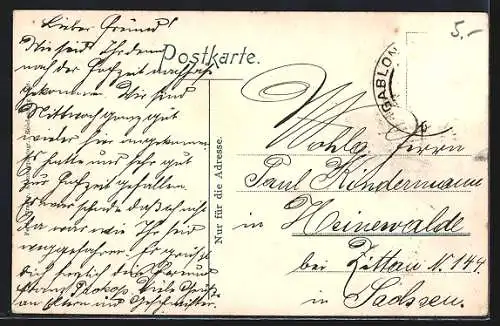 AK Gablonz a. N., Weg zur Turnhalle