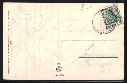 AK Eger, Schwarzer Turm mit Passanten