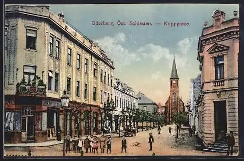 AK Oderberg, Koppgasse mit Blick zur KIrche