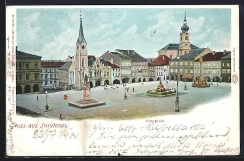 AK Trautenau / Trutnov, Ringplatz mit Denkmälern