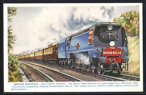 AK Englische Eisenbahn The Devon Belle 35025, British Railways