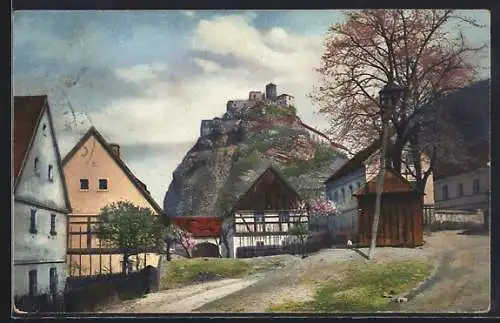 AK Schreckenstein, Ortspartie mit Bergschloss