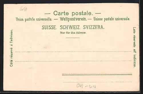 AK Luzern, Teilansicht mit Pilatus, Jugendstil-Passepartout