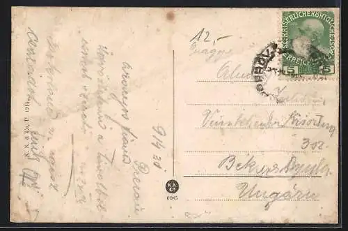 AK Prerau, Ortsansicht, Strassenpartie, Springbrunnen