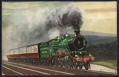 Künstler-AK Hadfield, Englische Eisenbahn-Lokomotive No. 363 der G. C. R.