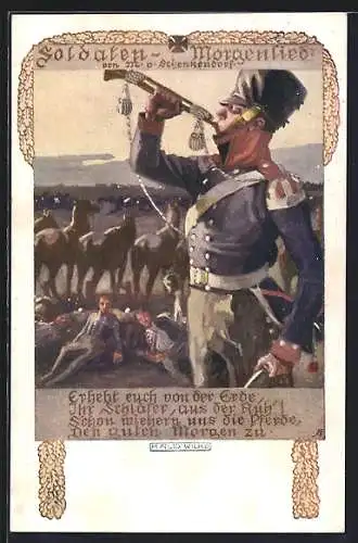 Künstler-AK Karl Alex Wilke: Deutscher Wehrverein Soldaten-Morgenlied