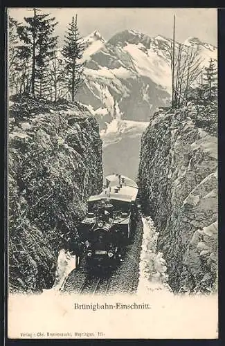 AK Brünigbahn am Felseinschnitt