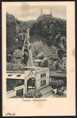AK Luzern, Gütschbahn fährt den Hügel auf und ab
