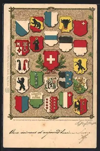 AK Schweiz, Wappen von Aargau, Thurgau und Neuchatel