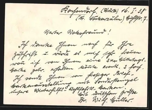 AK Stuttgart, 1. Schwäbische Postwertzeichen-Ausstellung 1938, Landesverband Schwaben des Reichsbundes der Philatelisten