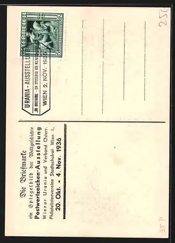 AK Wien, Postwertzeichen-Ausstellung 1936, Wiener Urania