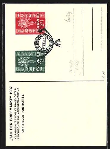AK Wien, Tag der Briefmarke, Österreich, 5. Dezember 1937