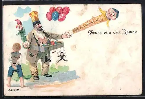 AK Kerwe, Spielzeugverkäufer und Junge auf dem Volksfest