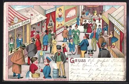 AK Schiess-Salon, Karussell und das grösste Schwein der Welt auf einem Volksfest