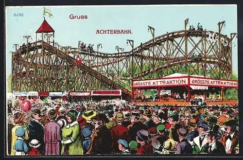 AK Achterbahn auf einem Volksfest