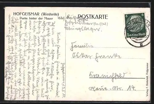 Künstler-AK Hofgeismar, Westseite, Partie hinter der Mauer