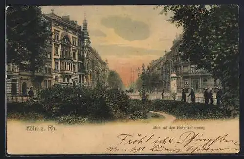 AK Köln-Neustadt, Hohenzollernring mit Litfasssäule