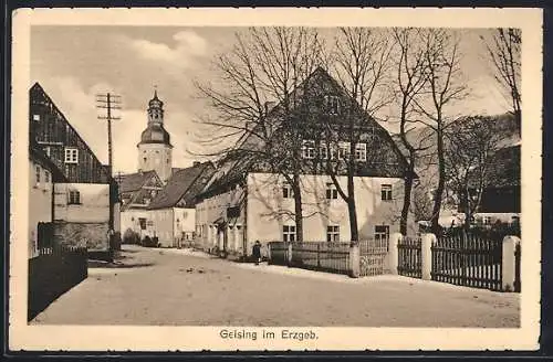 AK Geising, Ortsansicht mit Hotel Stadt Dresden