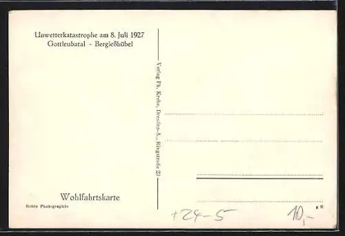 AK Berggiesshübel, Hochwasser-Katastrophe am 08. Juli 1927