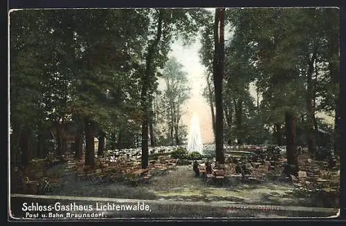 AK Braunsdorf / Zschopautal, Schloss-Gasthaus Lichtenwalde, Gräflicher Park, Concertplatz