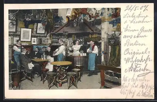 AK Berlin, Jägerstrasse 63, Original Bauernschänke, Inhaber H. Engmann