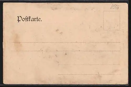AK Gössweinstein /fränk. Schweiz, Ortsansicht im Passepartout mit Zwerg und Kleeblättern