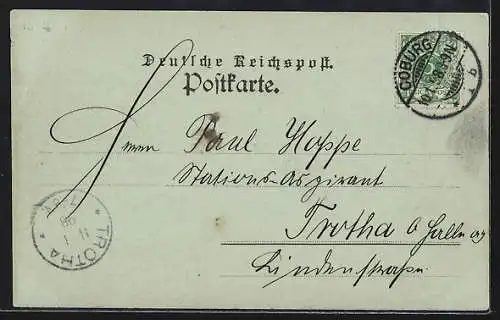 Mondschein-AK Coburg, Ehrenburg mit Anlagen