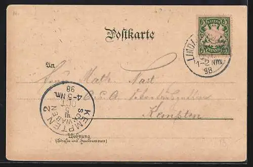 Lithographie Rheinfall, Ortsansicht vom Wasser aus, mit Bahnviadukt