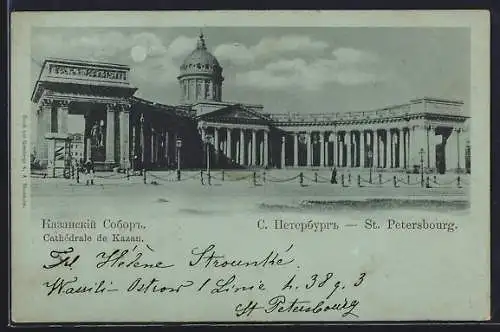 Mondschein-AK St. Petersbourg, Cathedrale de Kazan