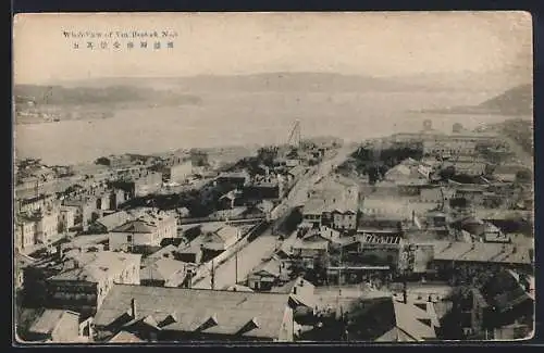 AK Wladiwostok, Ortsansicht aus der Vogelschau mit Blick auf den Hafen