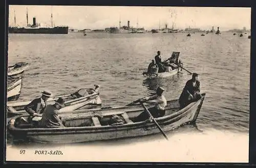 AK Port-Said, Panorama mit Booten