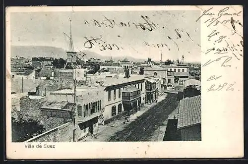 AK Suez, Ville de Suez aus der Vogelschau