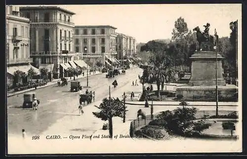 AK Cairo, Opera Place and Statue of Ibrahim-Pacha