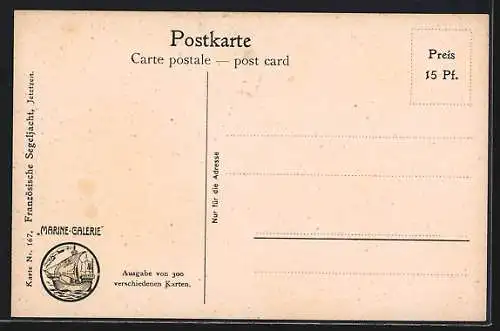 Künstler-AK Christopher Rave: Marine-Galerie, Karte Nr. 167, Französische Segeljacht