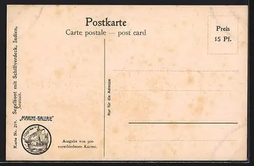 Künstler-AK Christopher Rave: Segelboot mit Schiffverdeck, Indien